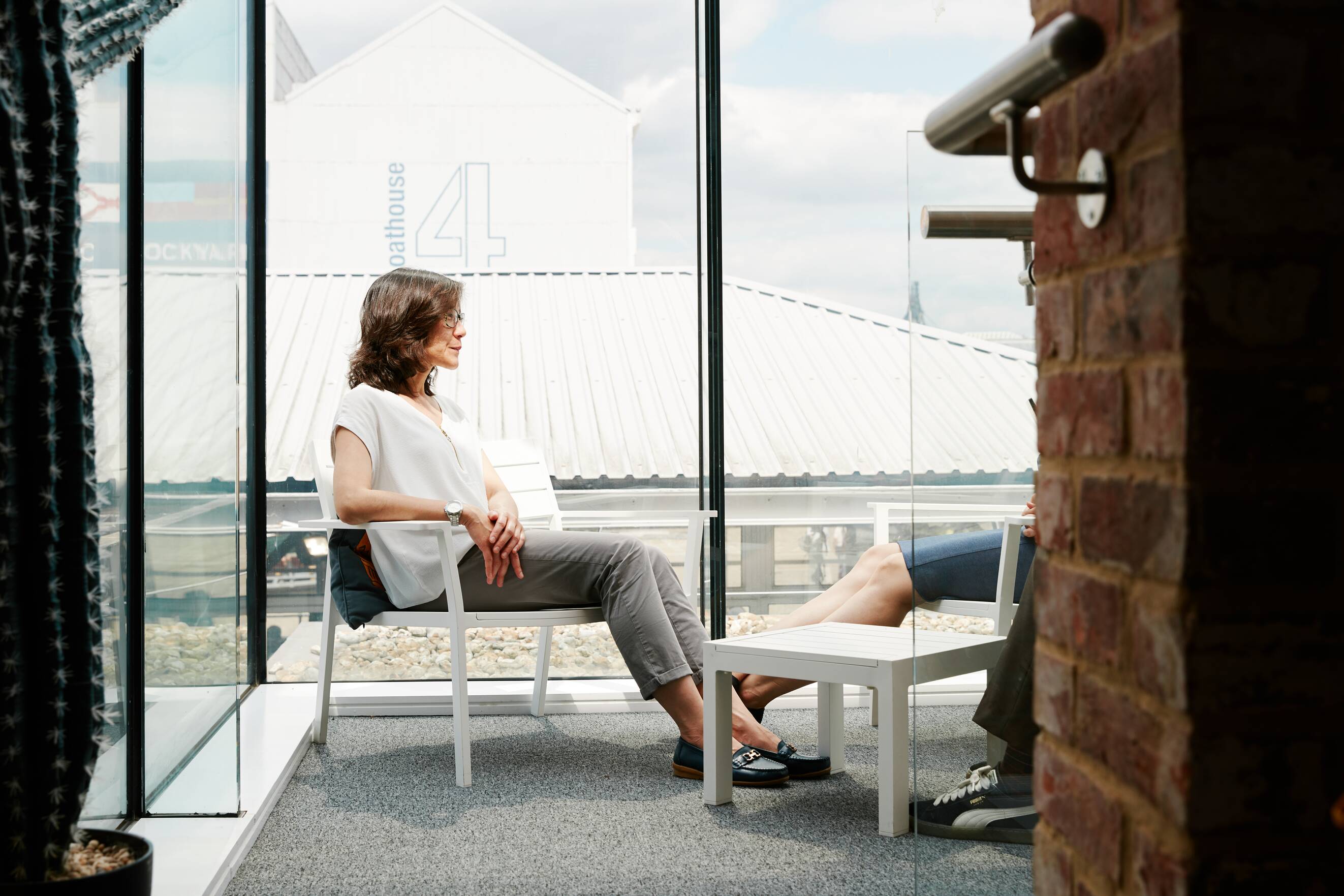 people in break out area at cell block