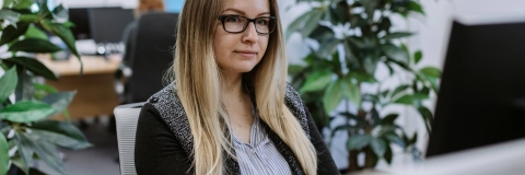 Woman working in coworking area
